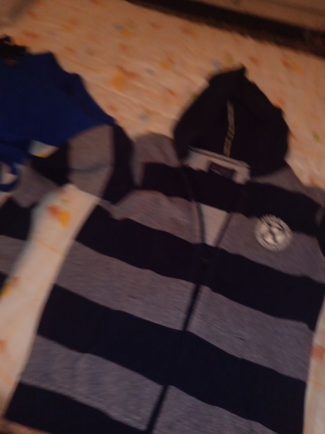 Chaqueta niño rayas azul gris