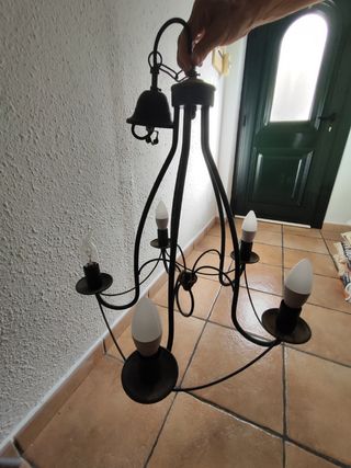 Lámpara forja rústica negra