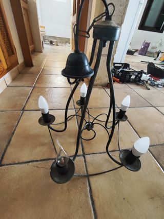 Lámpara forja rústica negra