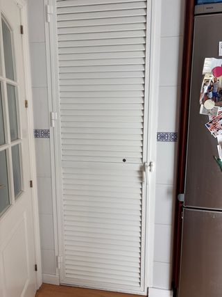 Puerta lamas blancas aluminio