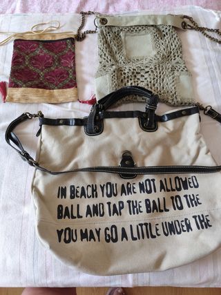 Bolso bandolera beige - 3 bolsos