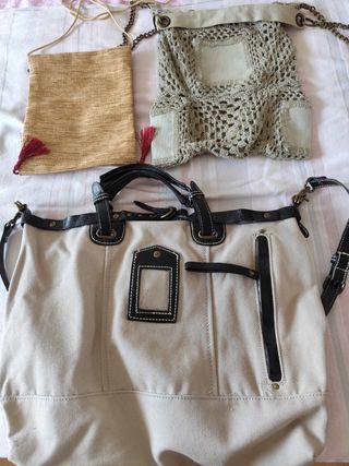 Bolso bandolera beige - 3 bolsos