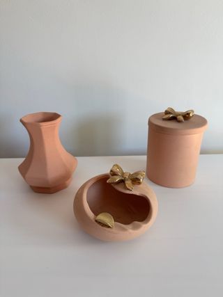 Set tocador cerámico rosa palo envejecido