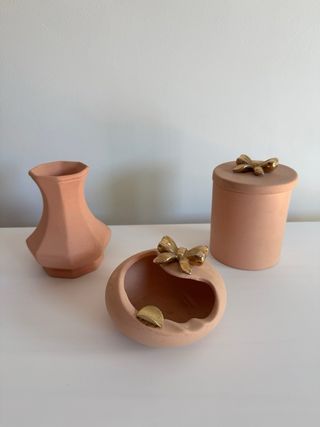 Set tocador cerámico rosa palo envejecido