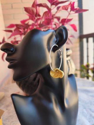 Pendientes aro plateado| amarillos