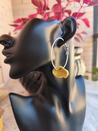 Pendientes aro plateado| amarillos