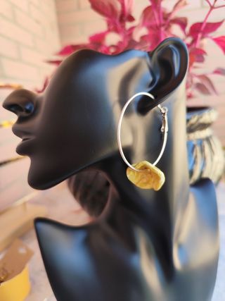 Pendientes aro plateado| amarillos