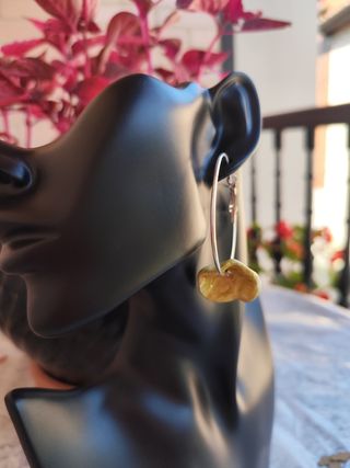 Pendientes aro plateado| amarillos