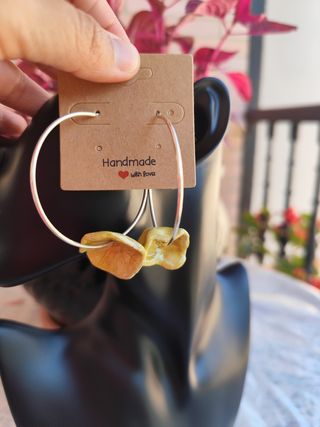 Pendientes aro plateado| amarillos
