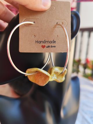 Pendientes aro plateado| amarillos