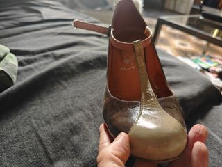 Zapato piel vintage verde oliva-beige