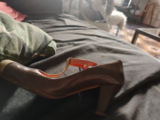 Zapato piel vintage verde oliva-beige