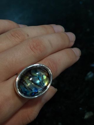 Anillo ovalado multicolor plata