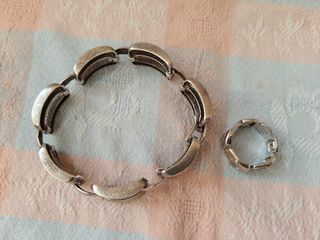 Pulsera y anillo, plata