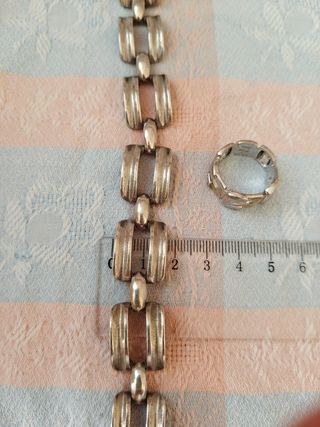 Pulsera y anillo, plata
