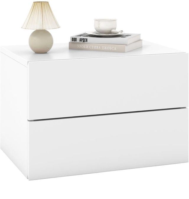 Comodino bianco flottante - 2 cassetti