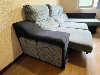 Sofá cama chaise longue gris y negro