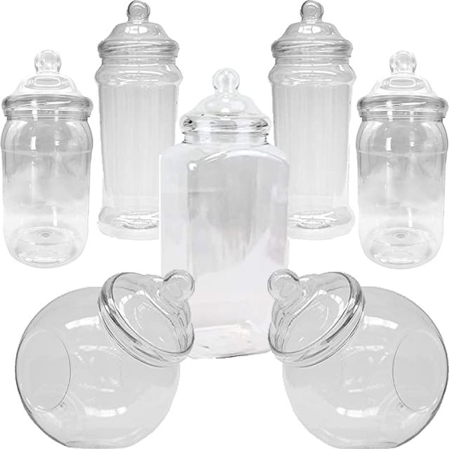 7 Tarros dulces plásticos transparentes...
