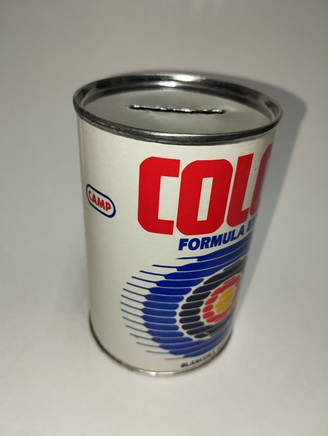 Lata hucha antigua Colón detergente pesetas