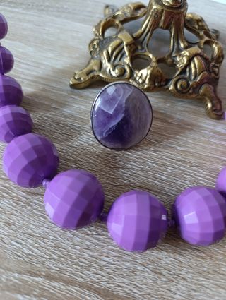 Collar y anillo amatista - Morado