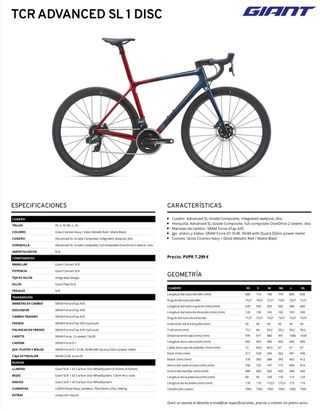 Bicicleta Carretera Giant TCR Advanced SL1  2021. 