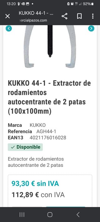 Extractor rodamientos KUKKO 44-1