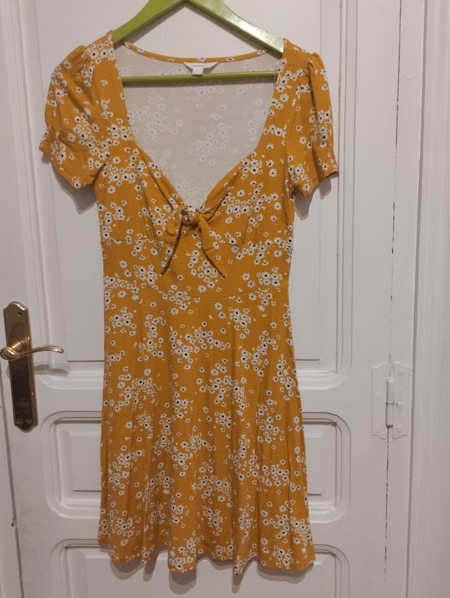 Vestido Springfield mostaza flores