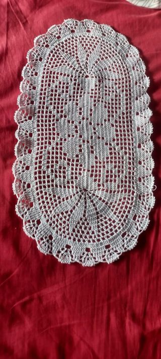 Mantel crochet algodón gris