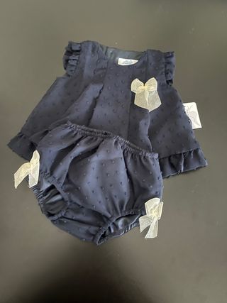 Vestido niña Plumeti + braguita 6M