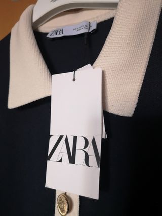 Vestito Zara blu con dettagli bianchi