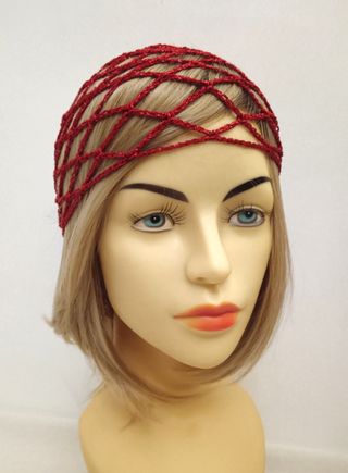 Cuffia Rete Rombi Rossa Lurex