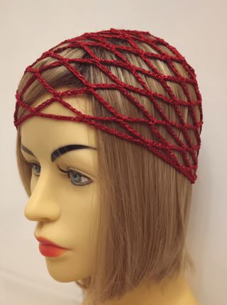 Cuffia Rete Rombi Rossa Lurex
