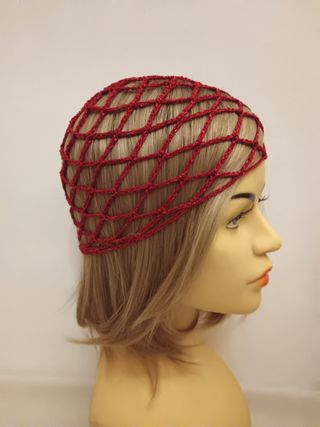 Cuffia Rete Rombi Rossa Lurex