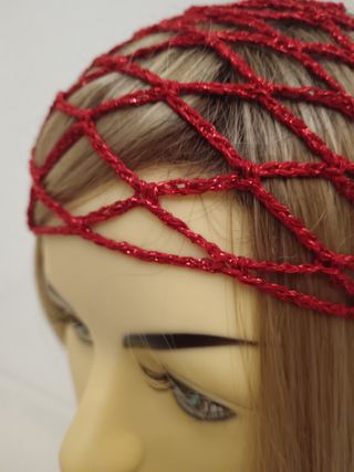 Cuffia Rete Rombi Rossa Lurex
