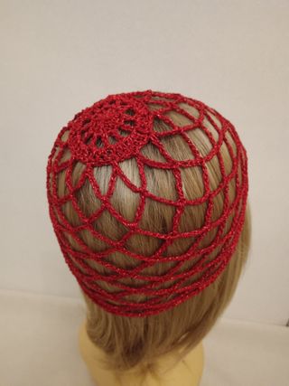 Cuffia Rete Rombi Rossa Lurex