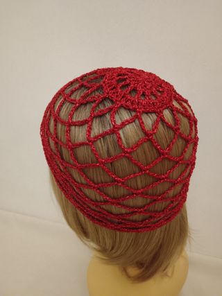Cuffia Rete Rombi Rossa Lurex