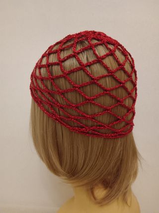 Cuffia Rete Rombi Rossa Lurex