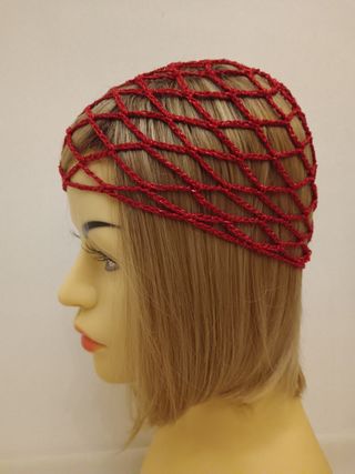 Cuffia Rete Rombi Rossa Lurex