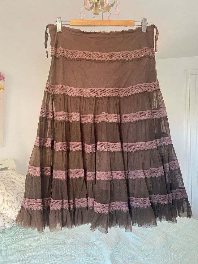 Falda boho Anitsa marrón - Talla M