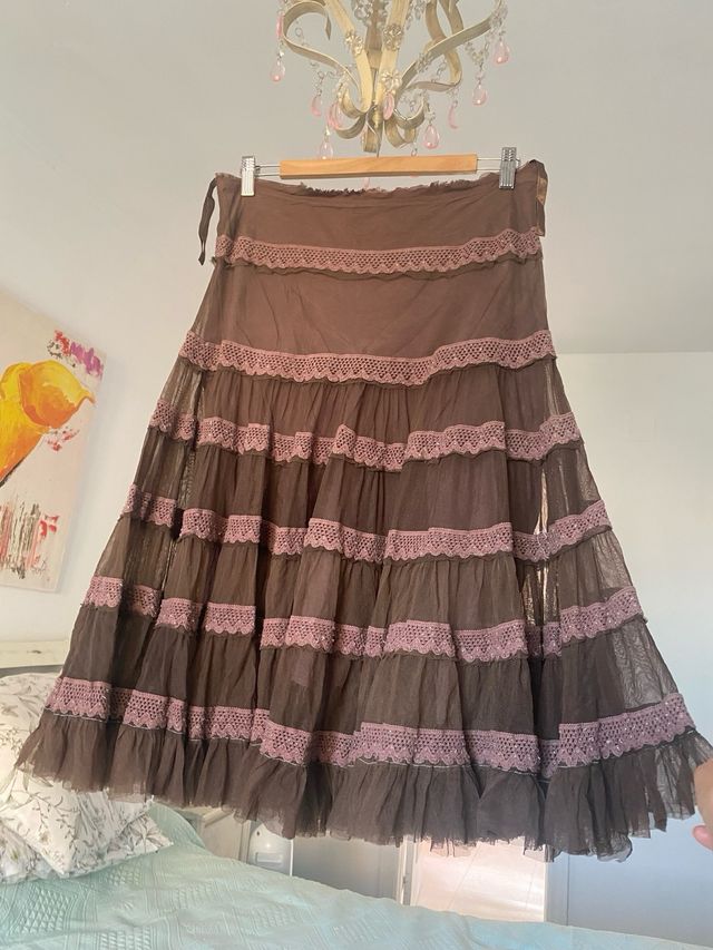 Falda boho Anitsa marrón - Talla M