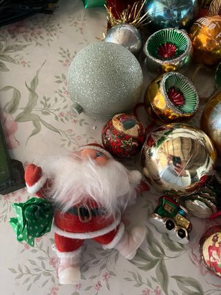 Base labrada y adornos arbol de Navidad años 60! 