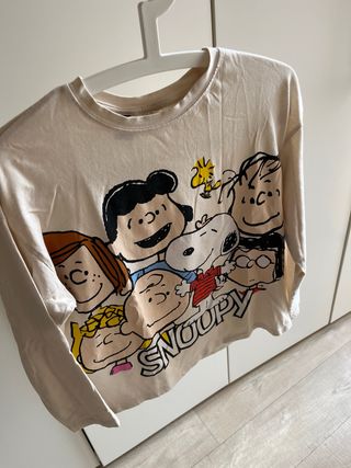 Camiseta Zara Snoopy - Manga Larga Beige.11-12años