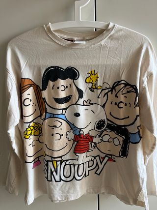 Camiseta Zara Snoopy - Manga Larga Beige.11-12años