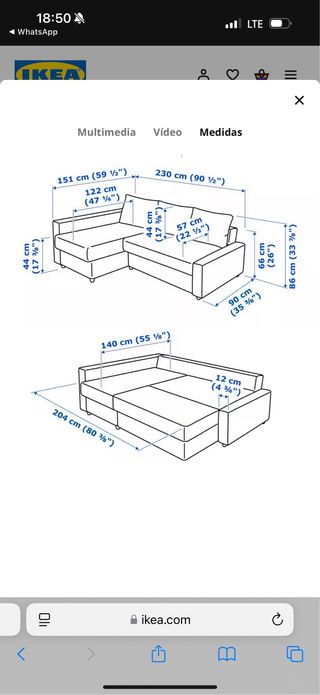Sofá cama IKEA FRIHETEN - azul