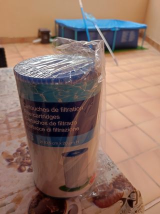 Piscina desmontable azul.