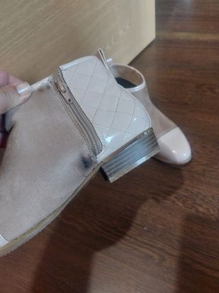 Botines beige y rosa