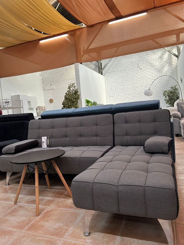 Sofá cama chaise longue Gris - Negro ¡Nuevo! 