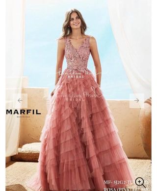 Vestido fiesta Marfil Barcelona rosa