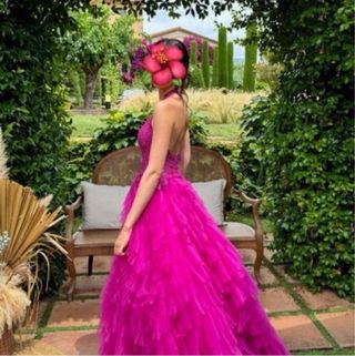 Vestido fiesta Marfil Barcelona rosa