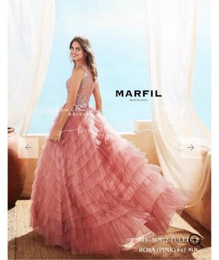 Vestido fiesta Marfil Barcelona rosa